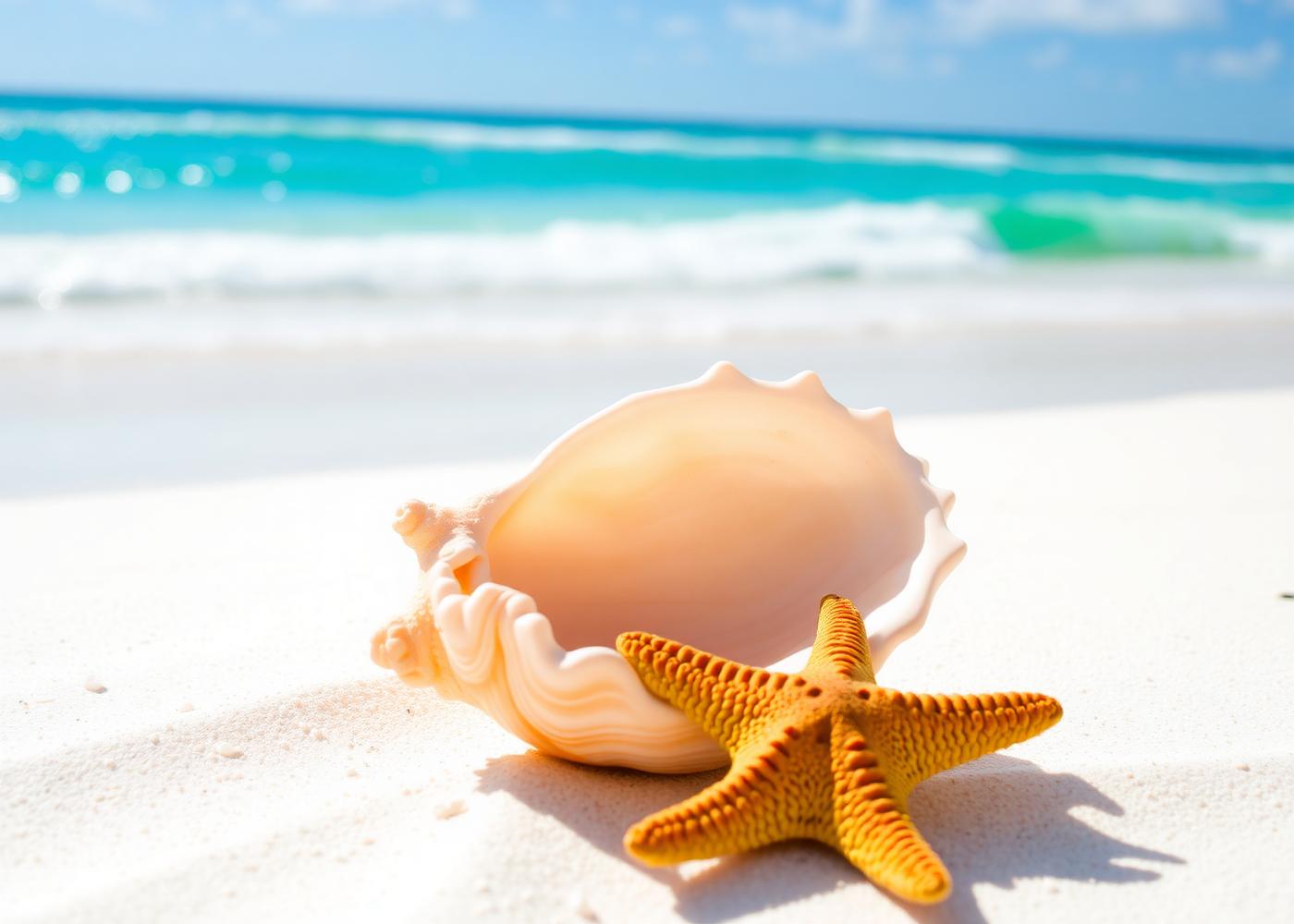 Seashells on a tropical beach